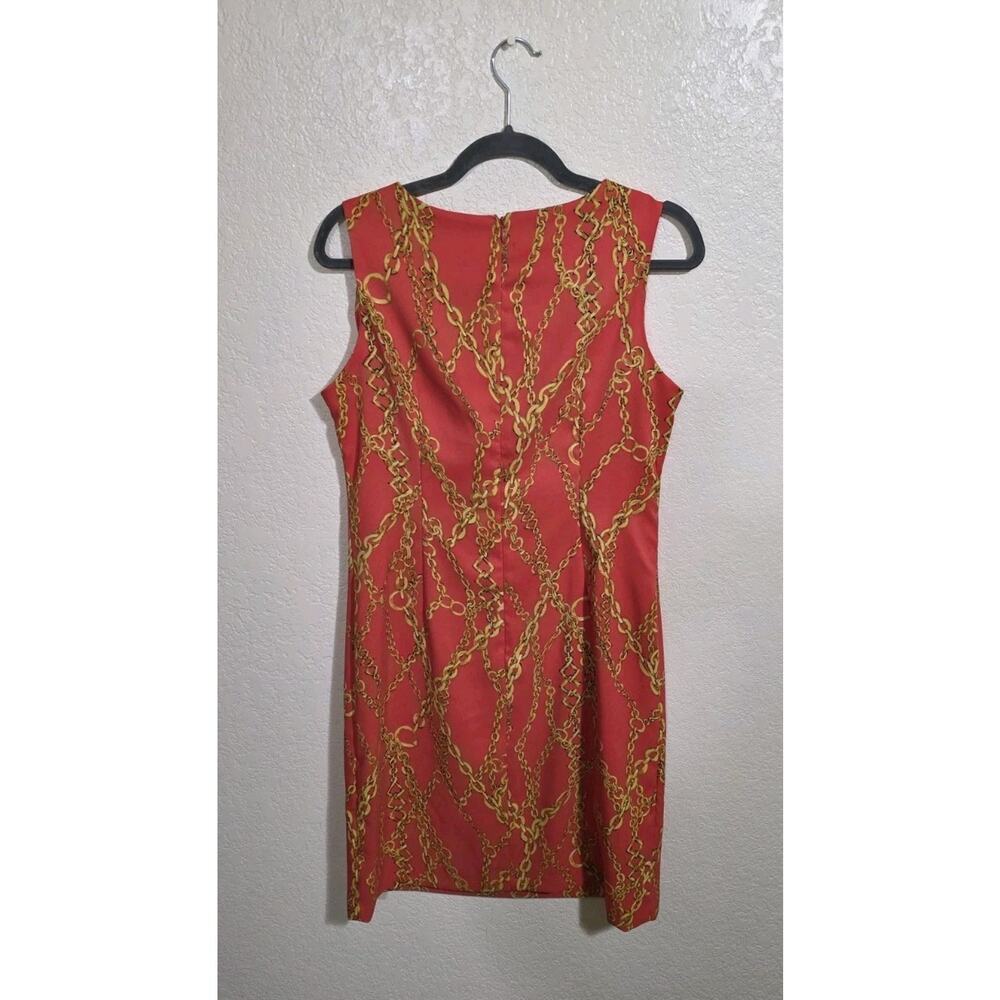 RN Studio Ronni Nicole Sleeveless Fitted Orange Chain Design Women's Dress Sz 10 - Picture 2 of 11